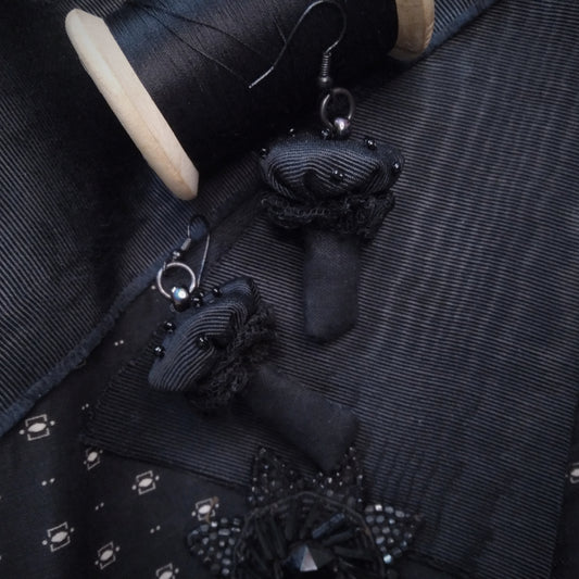 Inky Dew Mushroom Earrings