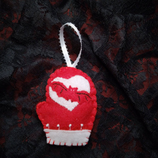 Holiday Bat Felt Mitten Ornament