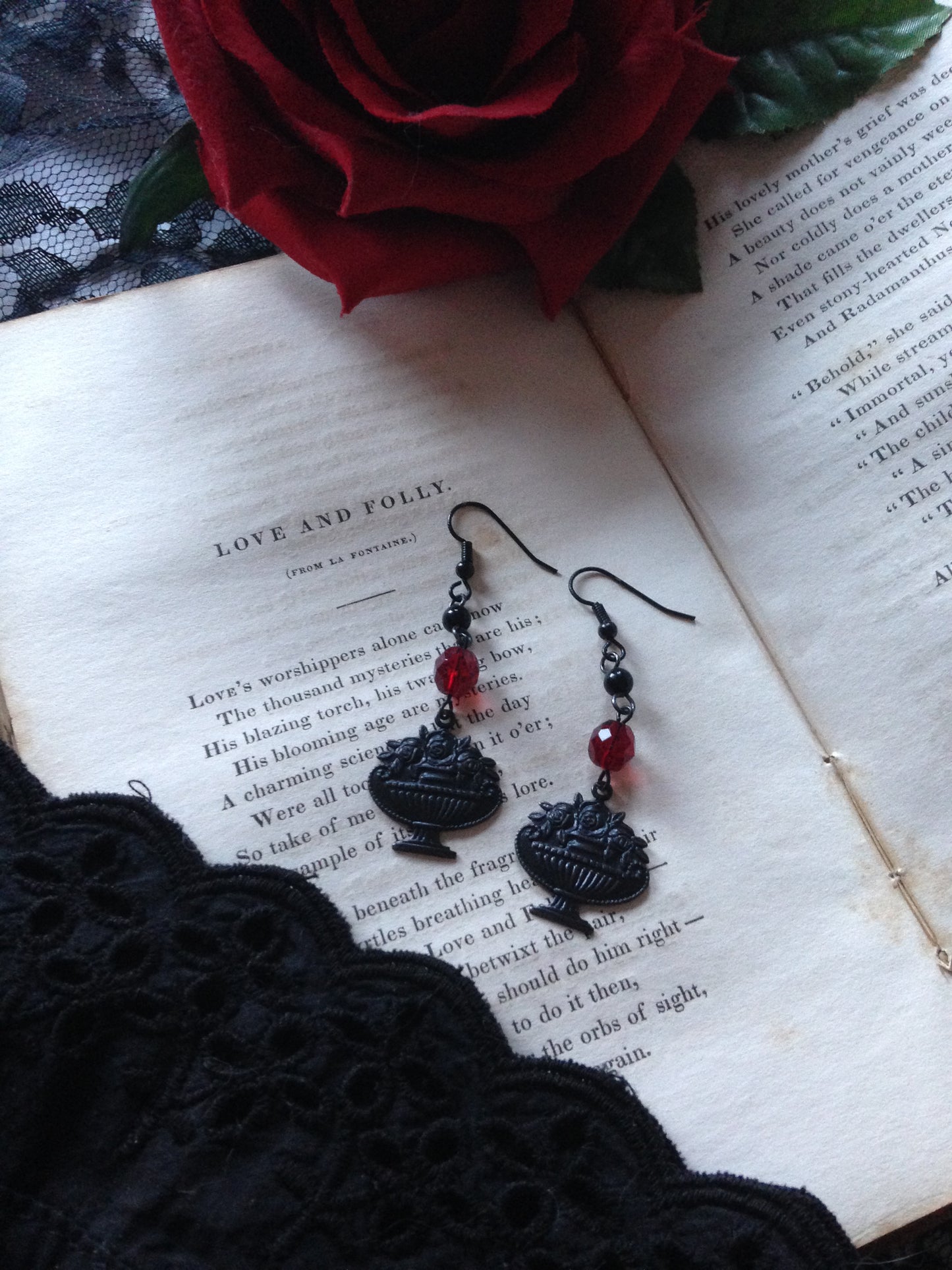 Undead Valentine Basket Earrings